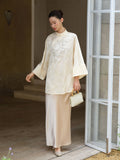 Oriana Cloud Apricot Relaxed Fit Cheongsam Top
