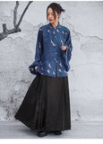 Romina Blue Loose Fit Chinese Style Shirt Cheongsam