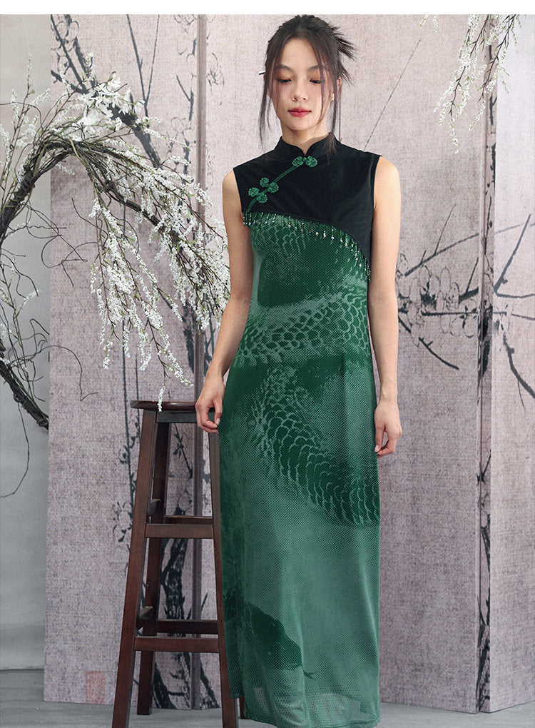 black and green dragon dress Neon Green Chinese Dragon with Black Background" A-Line Dress for Sale by SoccaTamam