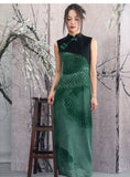 Manor Green Dragon Print Cheongsam Dress