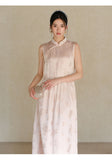 Vivian Peony Pink Jacquard Silk Cheongsam Dress