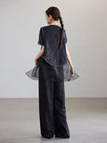 Ophelia 2-Piece Black Embroidered Cheongsam Vest