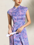 Shine Lavender Jacquard Cheongsam Dress