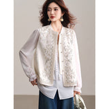 Odile Ginkgo Color Beaded Vest Cheongsam