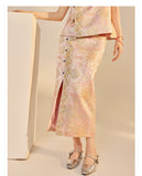 Daffodil 2-Piece Embroidered Jacquard Cheongsam Set