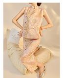 Daffodil 2-Piece Embroidered Jacquard Cheongsam Set