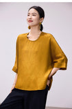Sura Amber Yellow Relaxed Fit Cheongsam Top