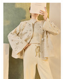 Clarice Light Gray Embellished Cheongsam Coat