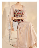 Gwen 2-Piece Embroidered Slip Dress Cheongsam Set