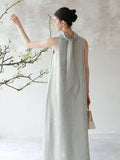 Rhapsody Gray Jacquard Cheongsam Dress