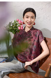 Sage Short Sleeve Purple Brown Cheongsam Top