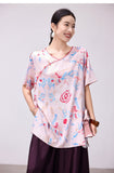 Lena Pink Jacquard V-Neck Shirt Cheongsam