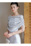 Anemone Ice Silver Jacquard Cheongsam Dress