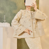 Clarice Light Gray Embellished Cheongsam Coat