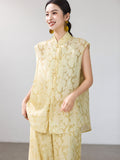 Elisabetta Light Yellow Floral Cheongsam Top