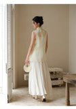 Yasmine Light Millet Yellow Lace Cheongsam Top