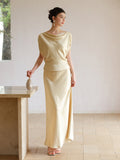 Thea 2-Piece Champagne Gold Satin Cheongsam Top