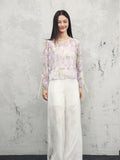 Cecilia Purple Chiffon Gradient Cheongsam Top