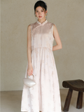 Vivian Peony Pink Jacquard Silk Cheongsam Dress
