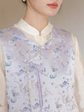Svetlana Crabapple Purple Jacquard Cheongsam Vest