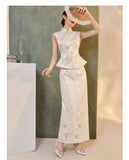 Yuan 2-Piece Embroidered Cheongsam Set