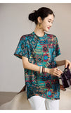 Jonquil Blue-Green Print Cheongsam Top