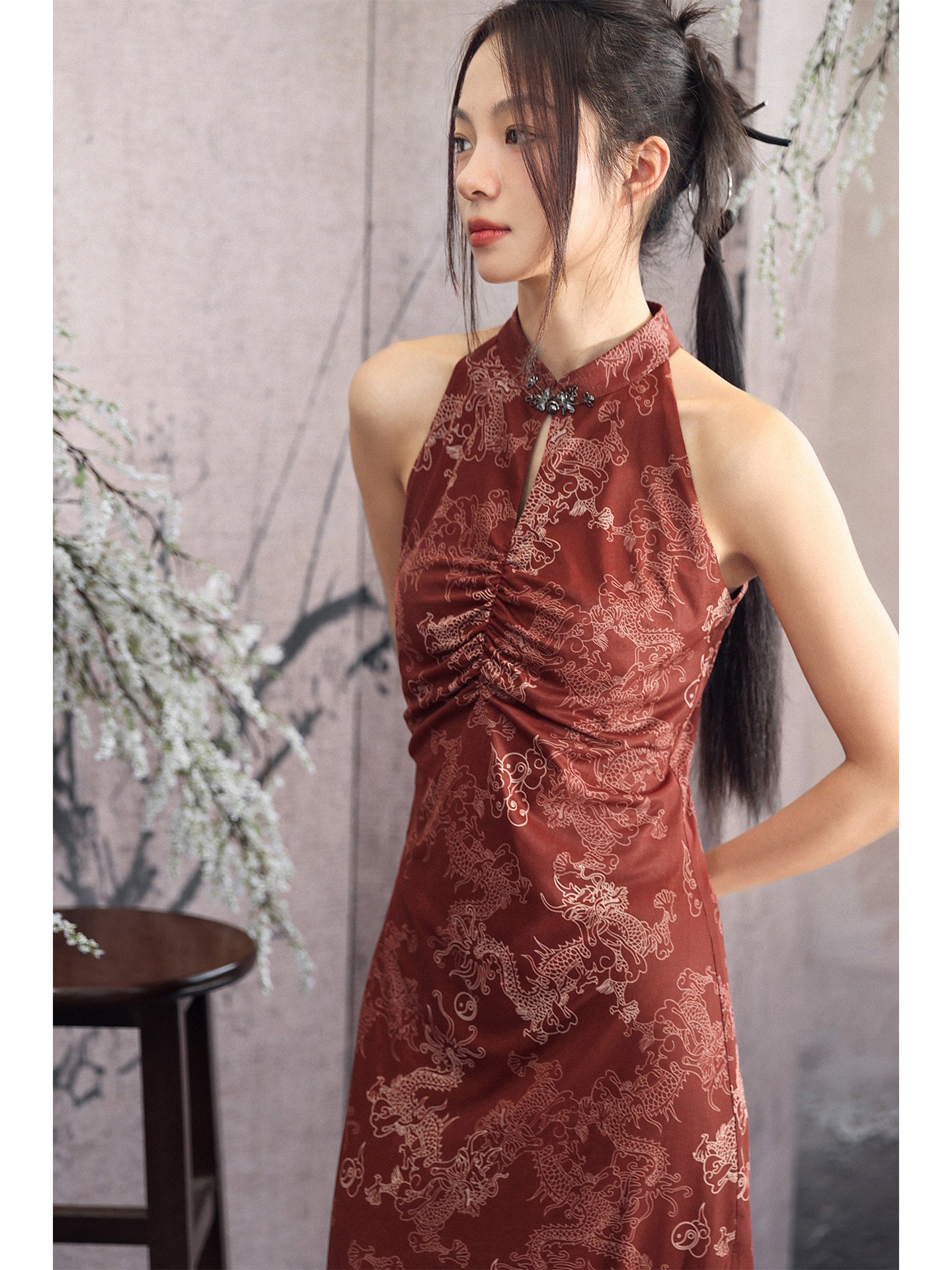red dragon print dress Roberto Cavalli dragon-print Midi Dress | Black