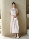 Vivian Peony Pink Jacquard Silk Cheongsam Dress