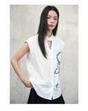 Elegance White Rose Print Cheongsam Top