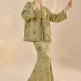 Fabiana 2-Piece Embroidered Jacquard Cheongsam Set