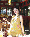 Fiorella Unique Gold Silk Cheongsam Qipao Vest