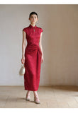 Cecilia Crabapple Red Satin Cheongsam Dress