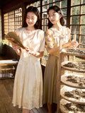 Yolanda Beauteous Set Floral Embroidery Elegant Cheongsam Qipao