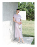 Marigold Light Purple Slim Fit Cheongsam Dress
