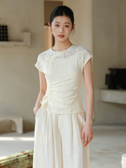 Odette Apricot Jade Slim Fit Cheongsam Top