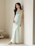 Glow Water Dot Blue Slim Fit Cheongsam Dress