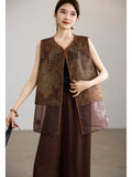 Altair 2-Piece Brown Coffee Cheongsam Vest Set