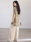 Sunrise Mustard Green Floral Cheongsam Top