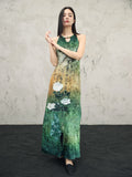Valencia Print Vintage High-Slit Cheongsam Dress