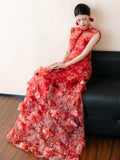 Procyon Red Floral Vintage Cheongsam Dress