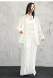 Tang White Lace Wide-Leg Pants Cheongsam