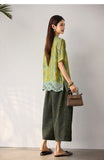 Zenobia Light Leaf Green Lace Jacquard Top Cheongsam