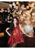 Pansy Halcyon Gold Woven Jacquard Cheongsam Qipao Vest