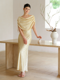 Rhodonite Cloud Silk Yellow Cheongsam Dress