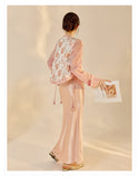 Sonnet 2-Piece Jacquard Vest Pink Skirt Cheongsam Set