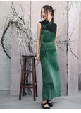 Manor Green Dragon Print Cheongsam Dress