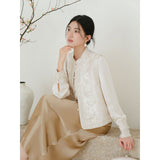 Kristina Crabapple Brown Embroidered Cheongsam Top