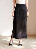 Deneb Black Slim Fit Cheongsam Skirt