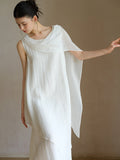 Prime Wind White Asymmetrical Cheongsam Dress