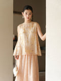 Radiance 2-Piece Light Gold Embroidered Cheongsam Top